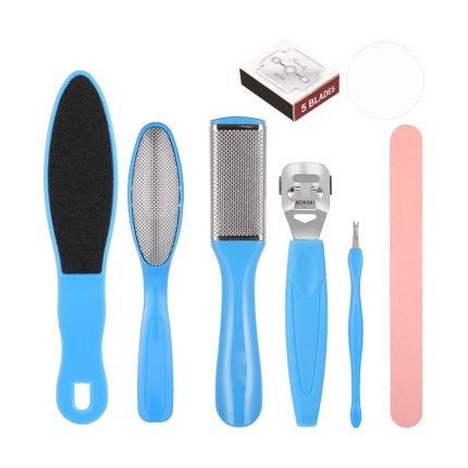 Set of 7 pcs Pedicure Foot Filer Callus Hard & Dead Skin Remover Foot Scraper Double Sided Scrubber Heel Care Plastic Handle